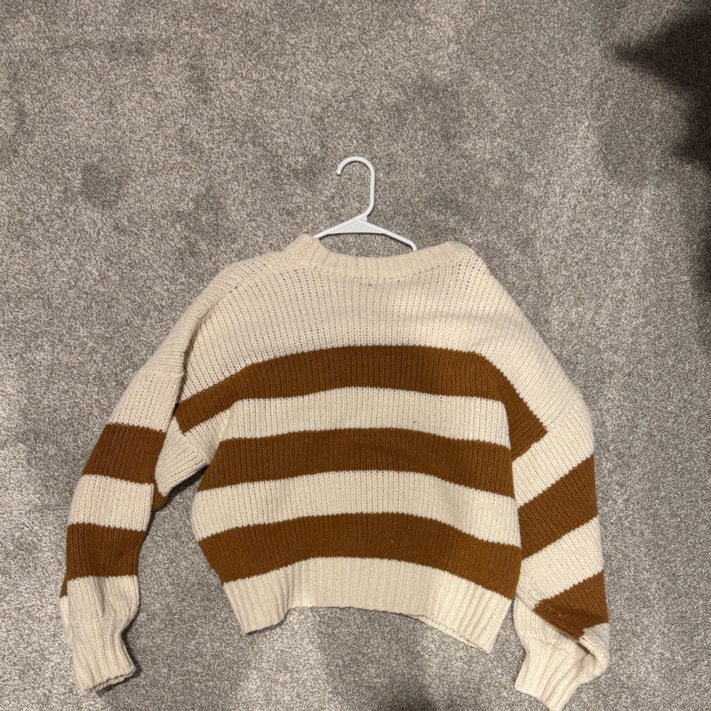 Striped Cream and Brown Women's Sweater